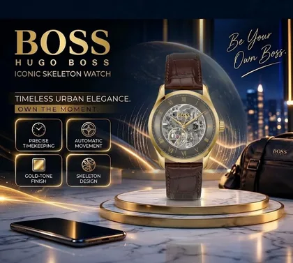 Principle Skeleton gold-tone watch