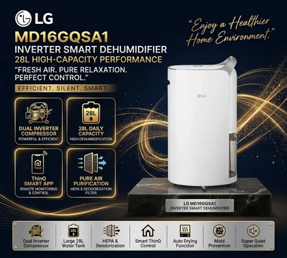 LG MD16GQSA1 28L Inverter Smart Dehumidifier